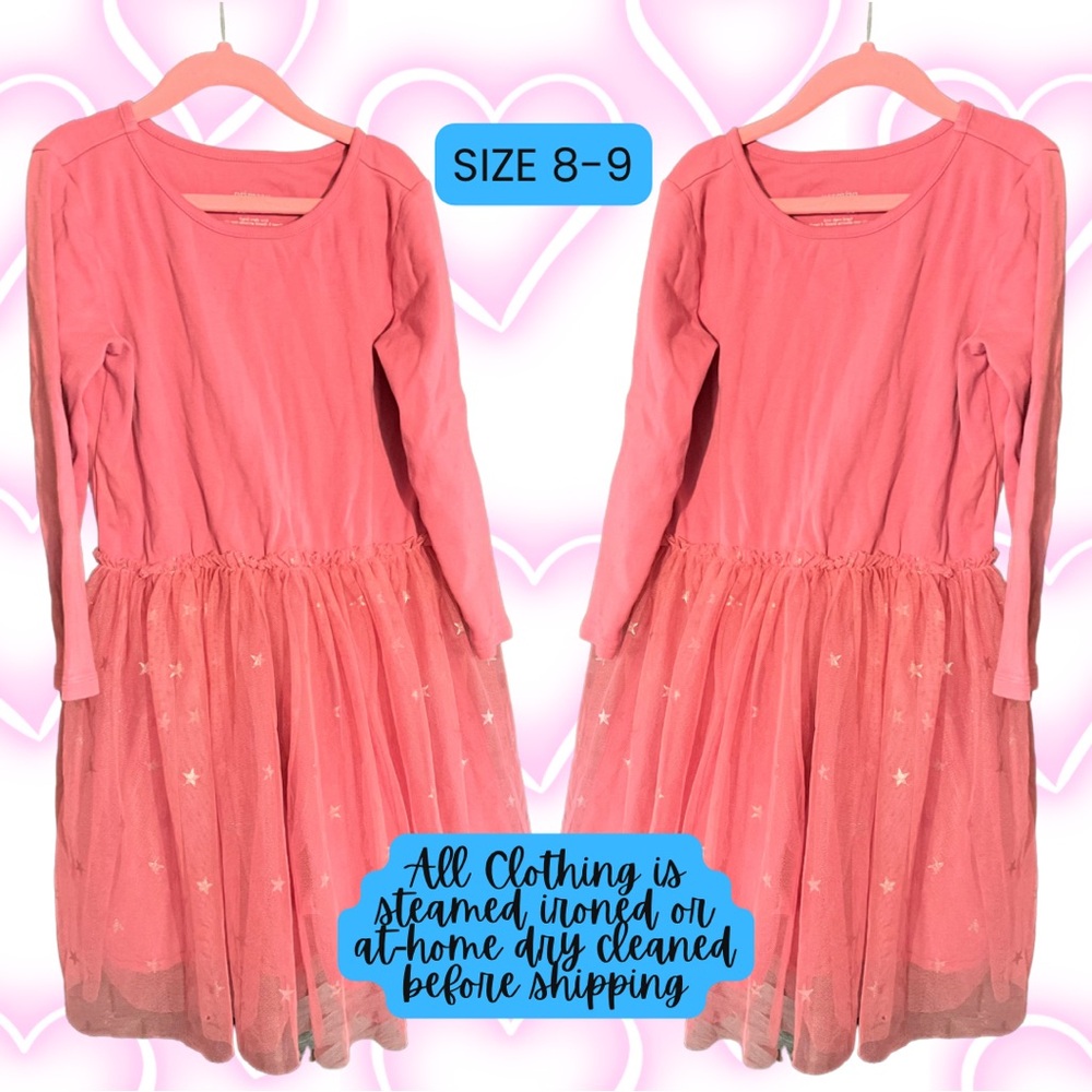 Cute Pink Primary Dress UP or DOWN dress. Size 8-9, runs small.